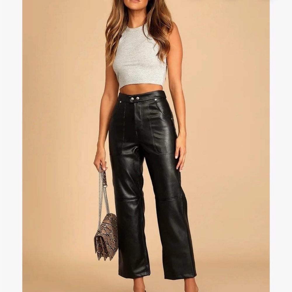 Blank NYC High-Rise Black Faux Leather Wide-Leg Pants